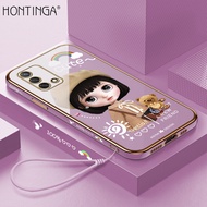 Hontinga เคสโทรศัพท์ OPPO A95 A74 4Gเคสโทรศัพท์แฟชั่นลายการ์ตูนน่ารักฝาปิดเต็มสี่เหลี่ยมทำจาก TPU นิ่มหรูหราสำหรับเด็กผู้หญิงเคสยางกัน Gores