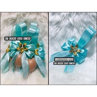 New design-( Turquoise ) Bunga telur gantung ribbon metal flower murah simple cantik 25pcs/1set 50pc