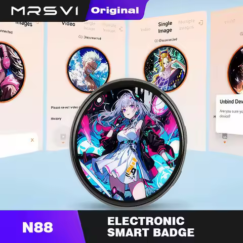 MRSVI Magnetic Smart E-Badge 1.85" HD Touch Screen Anime Dynamic Pin DIY Display Photo GIF Video wit
