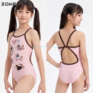 ZOKE Pink Cartoon Girls Triangle Racing Swimsuit Anti Chlorine Quick Dry Professional Training Swimw