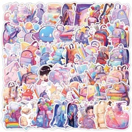 50PCS Holographic Stationery Doodle Stickers, L50-553 Waterproff Stickers