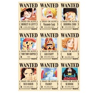 9 WANTED anime poster photos WANTED ONE piece combo of 9 A4 panels