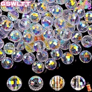 MKOFONU Glass Beads, Faceted 10MM Round Crystal Glass Beads, DIY Jewelry Making Crystal AB Round Iri