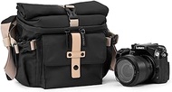 Cwatcun Compact Waterproof Camera Bag Small Unisex Shoulder Camera Messenger Bag with Tripod Holder, Travel Expansion Photography Bag for Canon, Nikon, Sony, Fuji DSLR SLR Mirrorless Camera, Lens