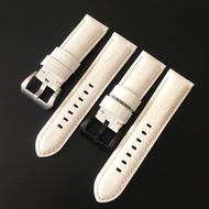 22MM 24MM 26MM White Crocodile Pattern Genuine leather Watchband Watch Strap Replace For Panerai Mido Seiko Pilot Bracelet Belt