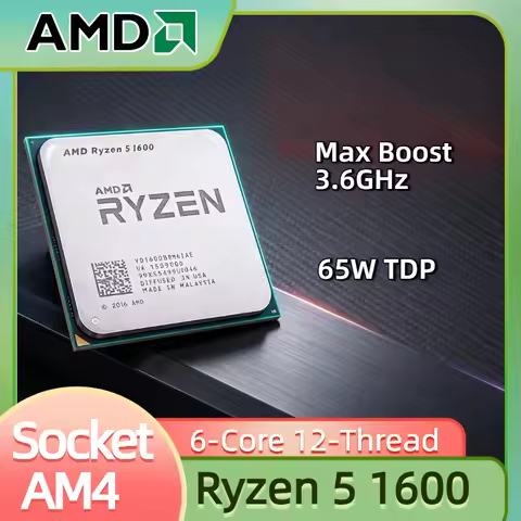 AMD Ryzen 5 1600 Desktop Processor 6C 12T 3.2 3.6GHz 14nm Zen AM4 Socket 3MB L2 16MB L3 65W PCIe 3.0