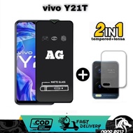2IN1 TEMPERED GLASS AG MATTE VIVO Y11S Y21T Y21 Y21S Y33S Y15S Y51 Y53S BONUS CAMERA LENS