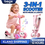 Beige scooter Skuter Adjustable and Foldable Kids Scooter Foldable Children's Scooter With LED Wheel