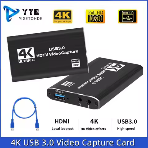 YIGETOHDE 4K HDMI-compatible USB3.0 Video Capture Card 1080P HD Video Recorder Grabber for PS4 OBS G