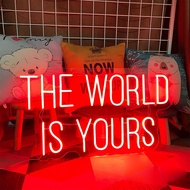 Neon Signs The World is Yours Pink Neon Light Sign Hanging Neon Sign Real Neon Lights Neon Wall Sign