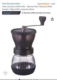 Hario Ceramic Coffee Mill - 'Skerton Plus' Manual Coffee Grinder 100g Coffee Capacity, Black