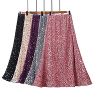 Women's Loose Waist Velvet Sequin Skirt Fashion Women's Sequin Long Skirt Straight Skirt