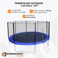 Trampolin Anak Dewasa Free Jaring Pengaman Olahraga 4.9 Meter 16feet  / High Quality Besi Aman untuk