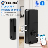 TTLOCK Smart Lock APP Keyless Keypad Kits with Remote Control Unlock Invisible Electric Bolt Wooden 