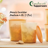 Tupperware Mosaic Canister Medium 2.8 Liter - Gold (1Pcs) // One Touch Jar Features Food Snack Container