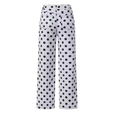 Women s Spring Baggy Jeans Pants Dot Print High Waist Loose Wide Leg Denim Pants