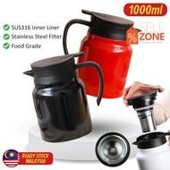 [Sell Zone] [ 1000ml ] Tea Pot Stainless Steel 316 Kettle / Cerek Air Teh Keluli / 1000ML不锈钢茶水分离保温咖啡壶(316)