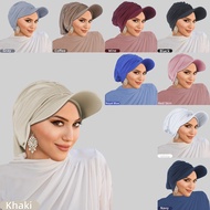 New Solid Color Simple Light Breathable Middle East Muslim Headscarf Cap Ladies Ready stock11.27