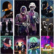 80 s daft punk band helmet mask poster canvas painting music legend mural for modern living room hom