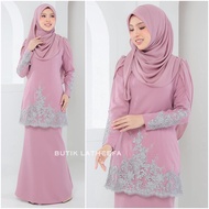 BAJU KURUNG MODEN LACE EMIRA UNGU DUSTY PURPLE | BAJU NIKAH TUNANG RAYA SANDING PENGANTIN COUPLE SET