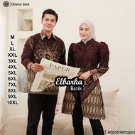 KEMEJA KATUN Elbarka Batik Latest Jumbo Couple Batik Tops for Men and Women - Long Sleeve Shirts - B