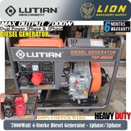 LUTIAN 7000Watt 4-stroke Diesel Generator 1phase/3phase (Recoil & Battery Starter) - 6 Months Warran