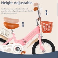 [FOLDING] 16 Inch Children's Foldable Bicycle Adjustable Lightweight Safety Double Brake With Basket Training Wheels