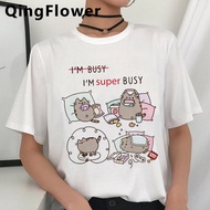 Pusheen Cat Cartoon Cute Fat Chihuahua Short-Sleeved T-shirt Female Minimalist Design European Ameri