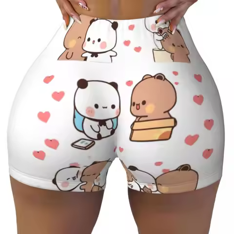 Custom Bubu Dudu Love Story Running Volleyball Gym Shorts Women's Peach And Goma Athletic Workout Yo