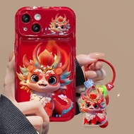 With Mirror Cute Dragon Case Oppo A97 A93s A72 A53 A32 A11X A9 A5 2020 Find X3 Pro X5 R17 R15 Transparent Cartoon Casing for OPPO Reno 9 8 7 Lite 6 5 Pro Plus 10 Pro+ 7Se 7Z 8Z