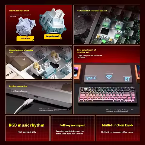 LEOBOG Hi75C Mechanical Keyboard 3Mode/Wired kit Hot Swap With Knob RGB Aluminium Alloy Gasket Hi75C
