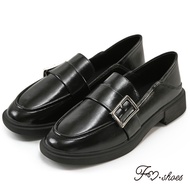 FM SHOES Classic Buckle Loafers Black