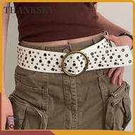 THANKSKY Rivet Belt, Y2K Chic Wide Waist Strap, Women Man Harajuku Vintage Trouser Dress Belts