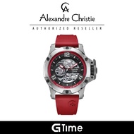 [Official Warranty] Alexandre Christie 6295MTRTPBARE Men's Red Dial Silicone Strap Watch