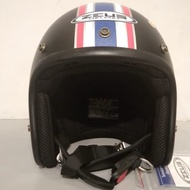 Zeus ZS 385C MBLK K63 RED I HALF FACE RETRO Motorcycle Helmet
