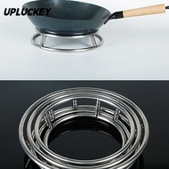 UPLUCKEY Pot Storage Rack, Bilayer Stainless Steel Cauldron,  Rotundity Bold Wok Stand Kitchen