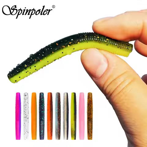 Spinpoler Fat Worm Soft Bait Senko Artificial Swimbait Fishing Lure Ned Rig Wacky Hook TPR Floating 
