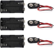 OLIREXD 2X 1.5V (3V) AA Battery Holder Case Box with 9V I Type Snap Battery Clip Connector Cable Hou