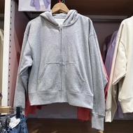 original UNIQLO 2025 Japanese Single 2023 Spring New Womens Solid Color Zipper Hooded Cardigan Terry
