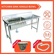 BRAVO Kitchen Sink Sinki Dapur Stainless Steel Kitchen Table with Rack Sink Stainless Steel Single Sink Stainless Steel