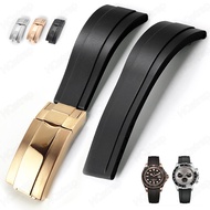 Black Silicone Strap for Rolex GMT Submariner Diver 20mm Watch Band for Water Ghost Bracelet Flat Co