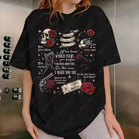 Little Mouse Graphic Haunting Adeline Zade Meadows Cotton Tees Book Lovers Dark Romance Vintage Men 