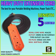 Heavy Duty Extension Cord With Omni HD 3Gang Surface Type Outlet 5 Meters