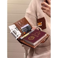 photocard holder cardholder woman Pemegang pasport kulit minyak retro, beg pasport perjalanan dan ke
