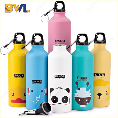 Aluminium Cartoon Sports Mug Cartoon Image Children's Water Cup Stainless Steel Water Bottle with Li
