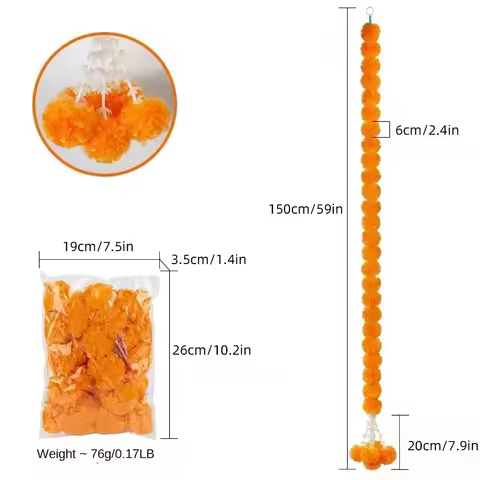 Long Strands Artificial Marigold Garland​​ Pooja Diwali Fiesta Events Decor Marigold Flower Garlands
