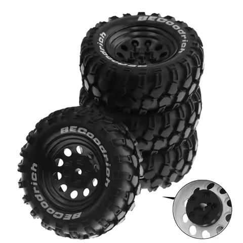 4Pcs 93Mm Metal Tire 1.9Inch Beadlock Wheel Rim Rubber Tire Set For 1/10 RC Crawler Car Traxxas,Slot