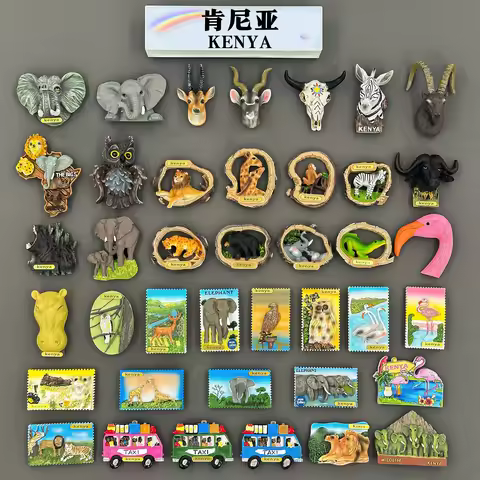East Africa, Kenya, Elephant, lion，Deer, bear，Monkey, Zebra，Owl, giraffe，eagle，3D Stereoscopic，Refri