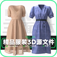 Clothing 3D Model Source File Dress CLO3D/MD Engineering File zprj/obj-BA001