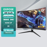 จอคอมพิวเตอร์ 24 นิ้ว 165hz จอคอม monitor 24 นิ้ว จอโค้ง 2K FHD IPS 1MS เต็มจอไร้ขอบ LED UHD รับประก